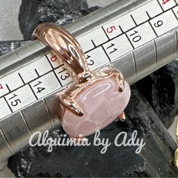 Flower Agate rose gold Victorian gem ring - Picture 4 of 15